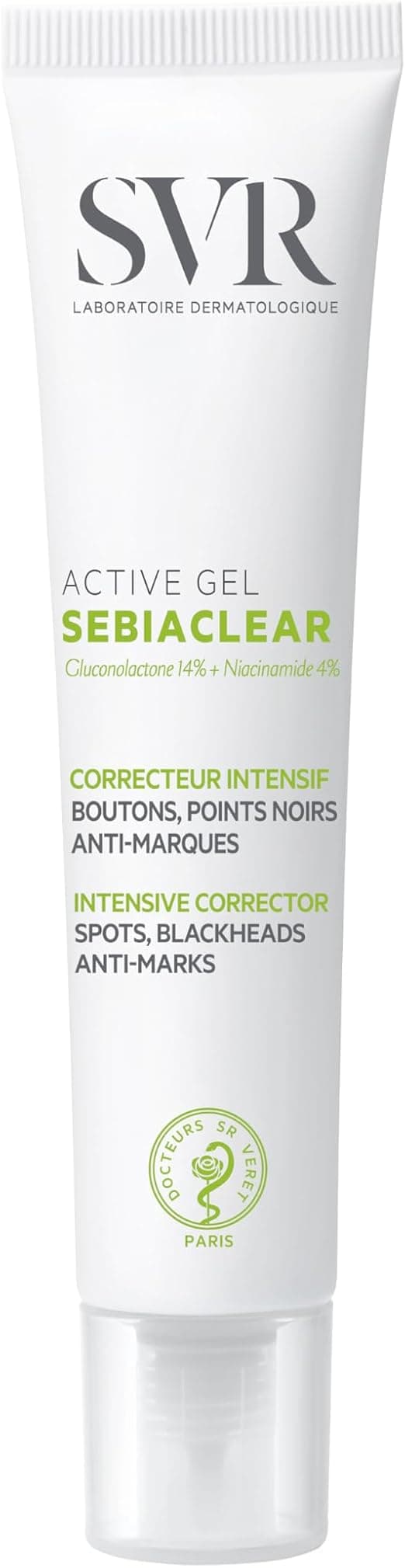 SVR - Sebiaclear Active Gel - 7 Day Anti-Blemish Intensive Care - For sensitive acne-prone skin - Gluconolactone 14%, Niacinamide 4%, Salicylic Acid - 40ml - Image 1
