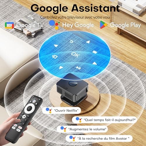 Horlat Google TV Projector 【38000 Lumens/Official Netflix /360° Rotatio】- Video Projector 4K Supported, Voice Control, WiFi 6 Bluetooth5.3, HDR10, Home Cinema/Outdoor Overhead Projector - Image 3
