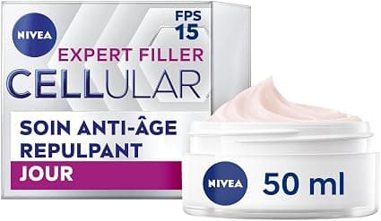 NIVEA CELLULAR Expert Filler Day Care FPS15 (1 x 50 ml), Firming Anti-Ageing Face Cream Enriched with Pure Folic Acid and Hyaluronic Acid, Plumping Care for Mature Skin - Image 1