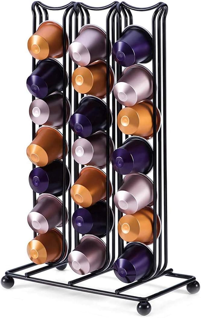 Porte Rangement Capsule pour 42 Pièces Nespresso Cafe Capsules, Range Support Distributeur pour Café Dosette Nespresso Original, Coffee Capsule Stand Pod Holder pour Bureau Cuisine (Noir) - Image 1