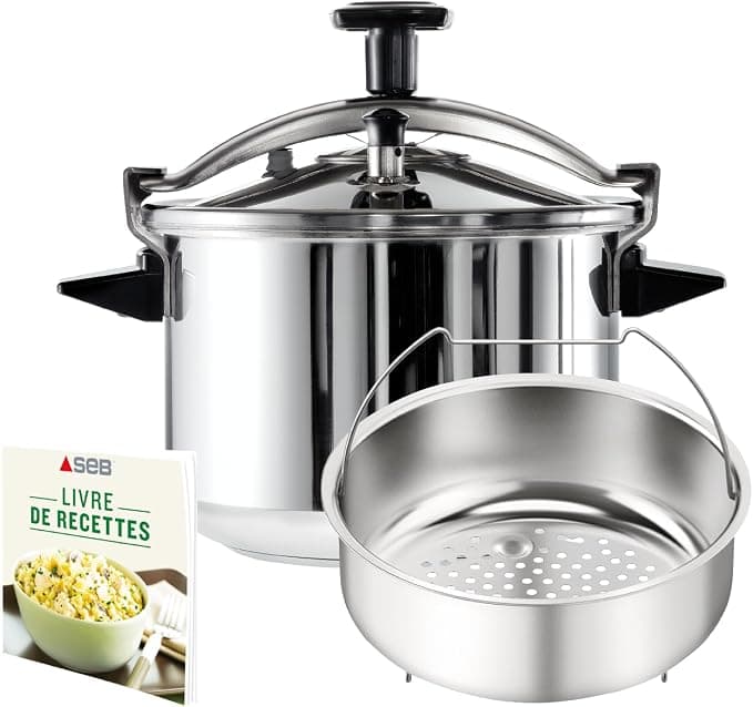 Seb Pressure cooker 8 L, 5/8 people, induction, stainless steel pressure cooker, recipe book included, Made in France, Authentic P0531100 - Image 1