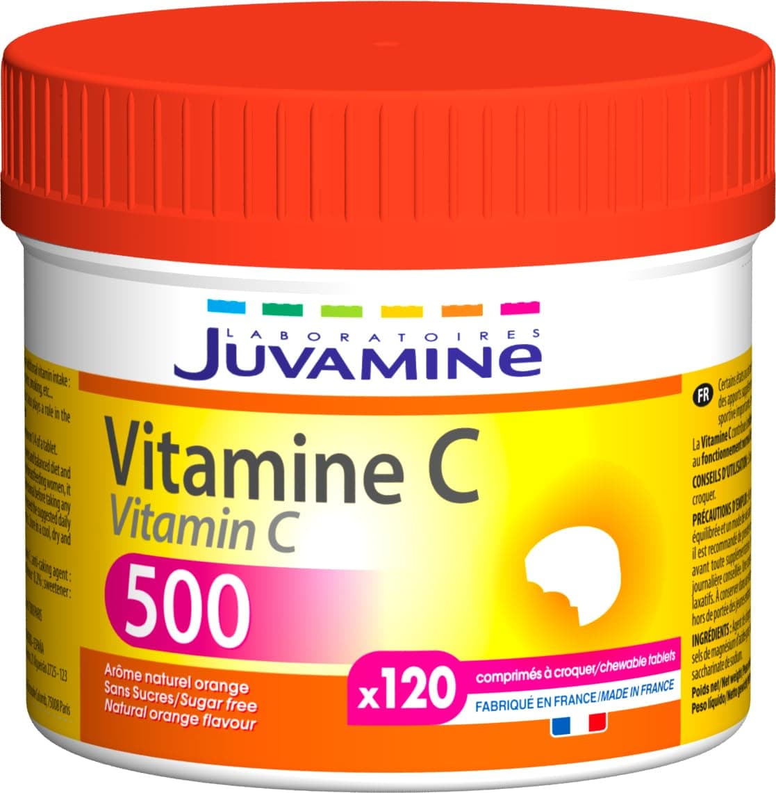 JUVAMINE - Vitamin C500 - Maxi Format - 120 Chewable Tablets (Pack of 1) - Image 10