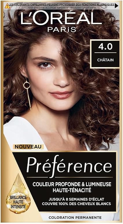 L'ORÉAL PARIS Permanent Hair Colour Long-Lasting and Bright 100% Covers White Hair - Preference - Shade: Tahiti (4.0) - Brown - Image 1