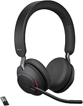 Jabra Evolve2 65 Casque PC Sans Fil - Casque Audio Certifié UC avec Annulation du Bruit et Batterie Longue Durée - Adaptateur Bluetooth USB-A - Noir