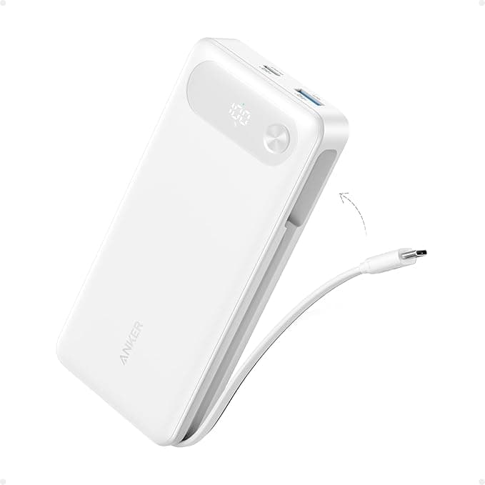 Anker External Battery 20000mAh with Built-in USB-C Cable, 87W Max Fast Charging Battery, 2 USB-C and 1A for MacBook, iPhone 16 Pro Max/15/14, Samsung, Switch, and More - Image 1