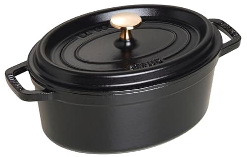 STAUB Enamelled Cast Iron Casserole Dish with Lid, Suitable for All Heat Sources Including Induction, 2 People, Oval, 23 cm, 2.35 L, 3.9 kg, Matte Black - Image 2
