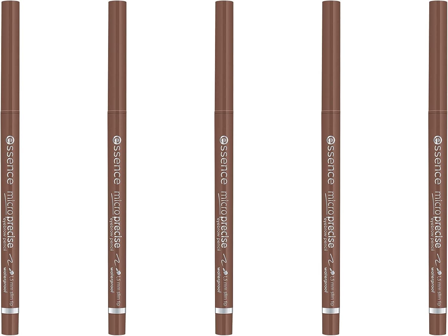Essence Crayon microprécis pour sourcils, n° 02, marron, durable, définitif, naturel, végétalien, imperméable, sans particules de microplastique, sans parfum, lot de 5 (5 x 0,05 g) - Image 1