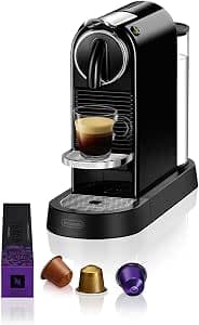 De'Longhi Nespresso CitiZ EN167.B, Capsule Coffee Machine, Single Cup Coffee Machine, Compact Design, Pressure 19 Bar, 2 Cup Sizes, Welcome Set Included, Black          [Energy Class A]