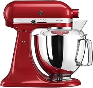 KitchenAid Artisan Pastry Mixer with Tilting Head and Mixer with 5 Accessories and 2 Stainless Steel Bowls 4.8 and 3 L Empire Red