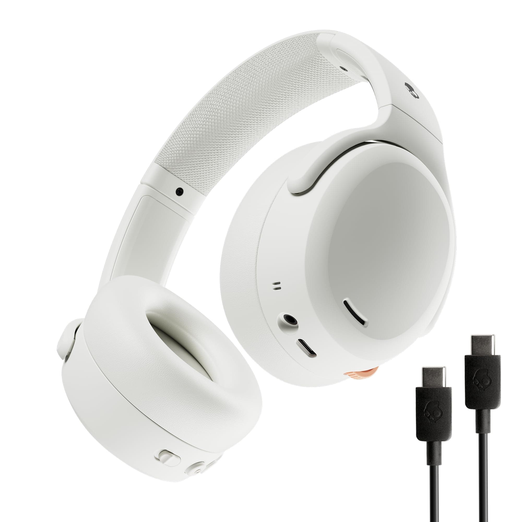Skullcandy Crusher ANC 2 Wireless Bluetooth Over-Ear Headphones, Extra USB-C Cable, Multisensory Bass, Active Noise Cancellation, 60 Hours Battery Life - White - Image 2