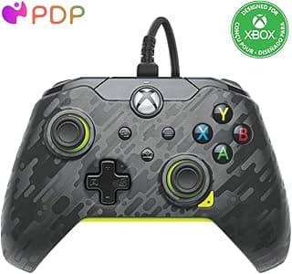 PDP PDP Manette de jeu vidéo filaire Electric Carbon pour Xbox Series X|S, manette de jeu, Xbox One, sous licence officielle