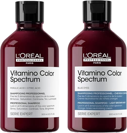 L'OREAL PROFESSIONNEL - Shampoing Neutralisant Bleu - Neutralise Reflets Orangés Des Cheveux Châtains - Protège La Coloration Jusqu'À 100 Jours - Sans Sulfate - Série Expert Vitamino Color Spectrum - Image 1
