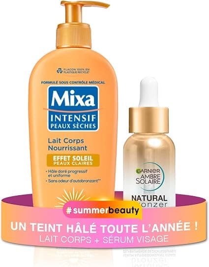 Mixa Garnier Sun Effect Body Lotion + Self-Tanning Face Serum - Natural Progressive Tan - Image 1
