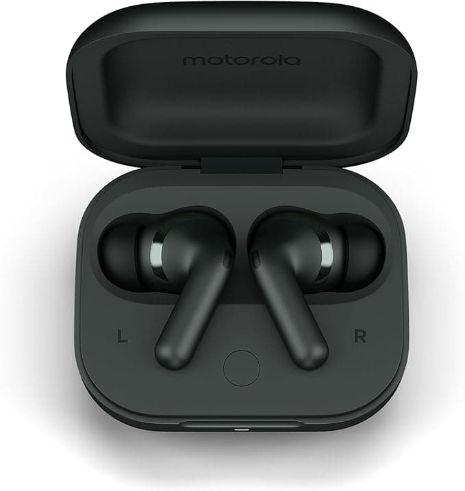 Motorola Moto Buds Plus, Wireless Earphones, Active Noise Reduction, Wireless Earbuds Sound by Bose, Dolby Atmos Spatialized Sound with, Bluetooth Headphones Battery Life Up to 38h, Charcoal Grey - Image 1