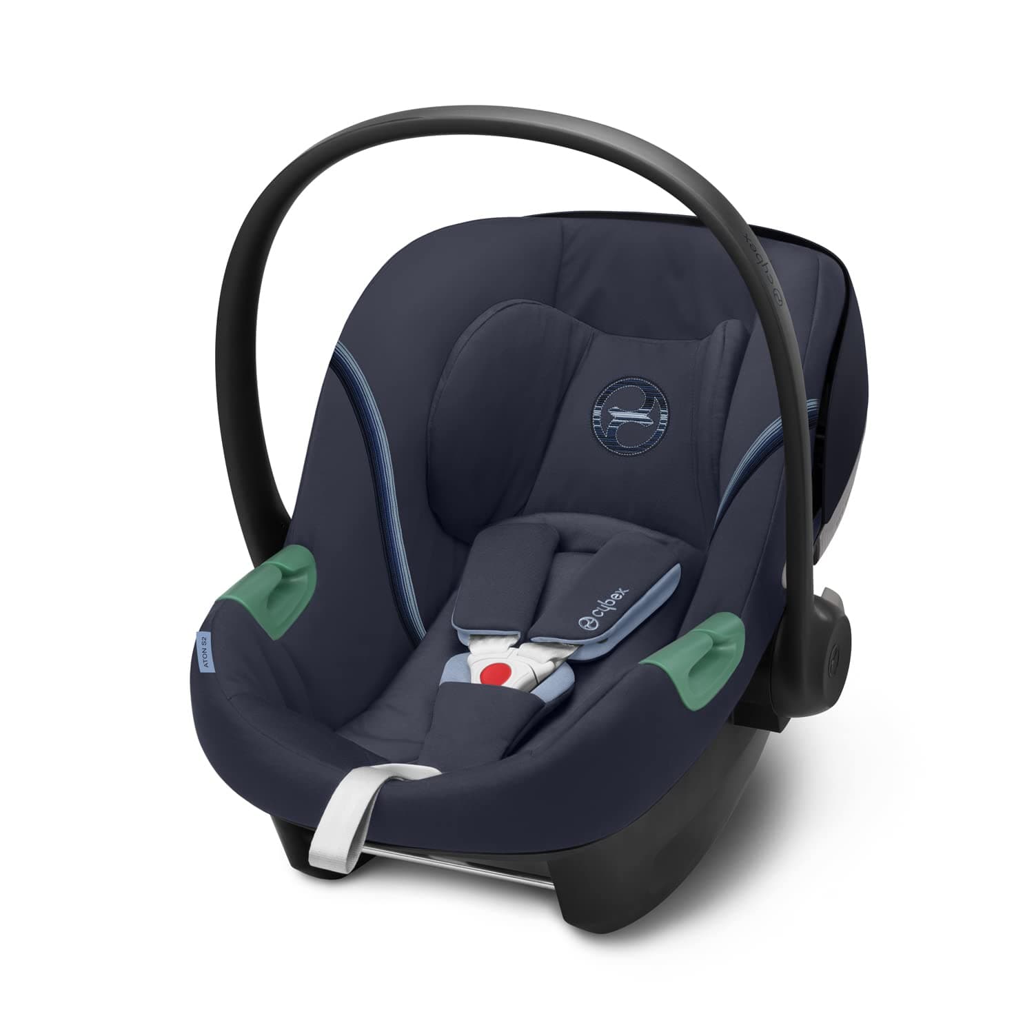 CYBEX Gold Aton S2 i-Size Case from Birth to Approximately 24 Months, Max. 13 kg, Newborn Reducer Cushion Included, SensorSafe Compatible, Ocean Blue