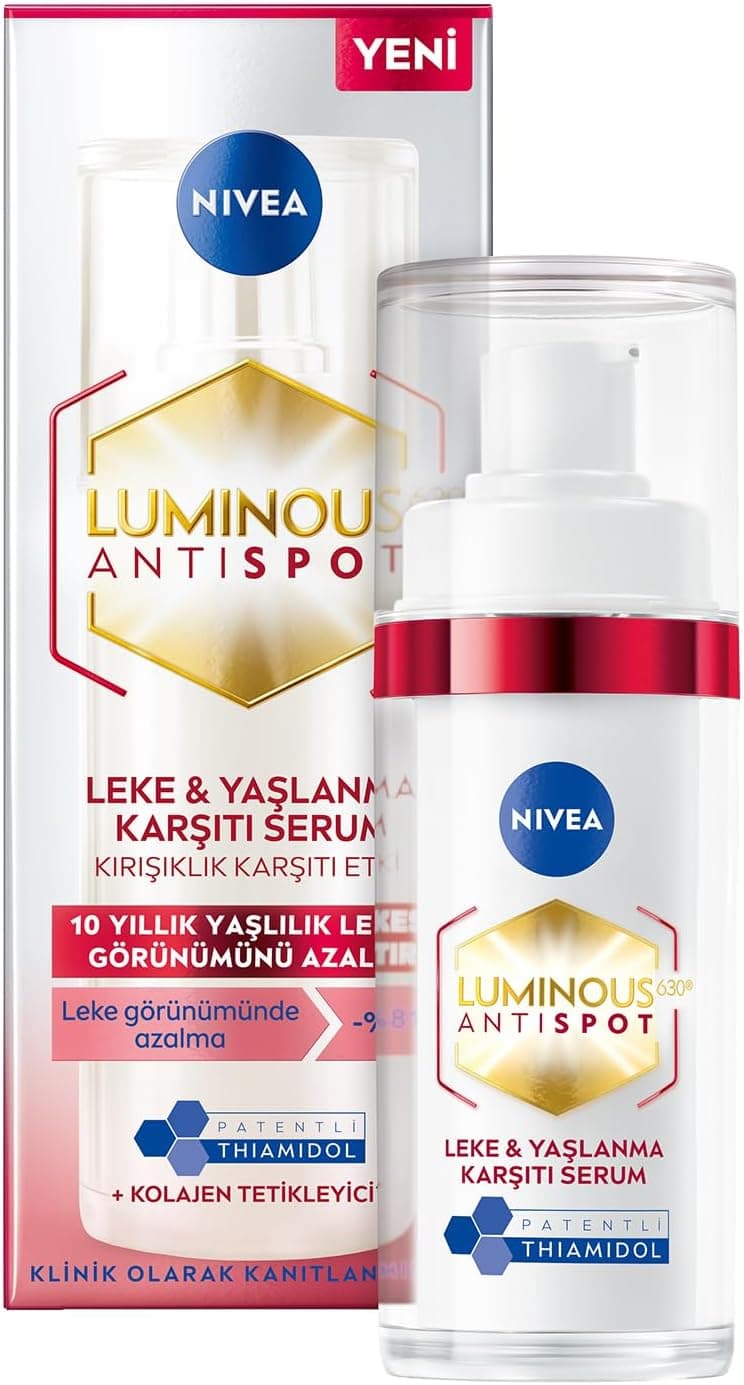 NIVEA Luminous 630 Sérum anti-taches et anti-âge (30 ml), sérum anti-rides pour le visage réduit les taches de vieillesse et les taches sombres, sérum raffermissant et hydratant pour réduire les rides - Image 1