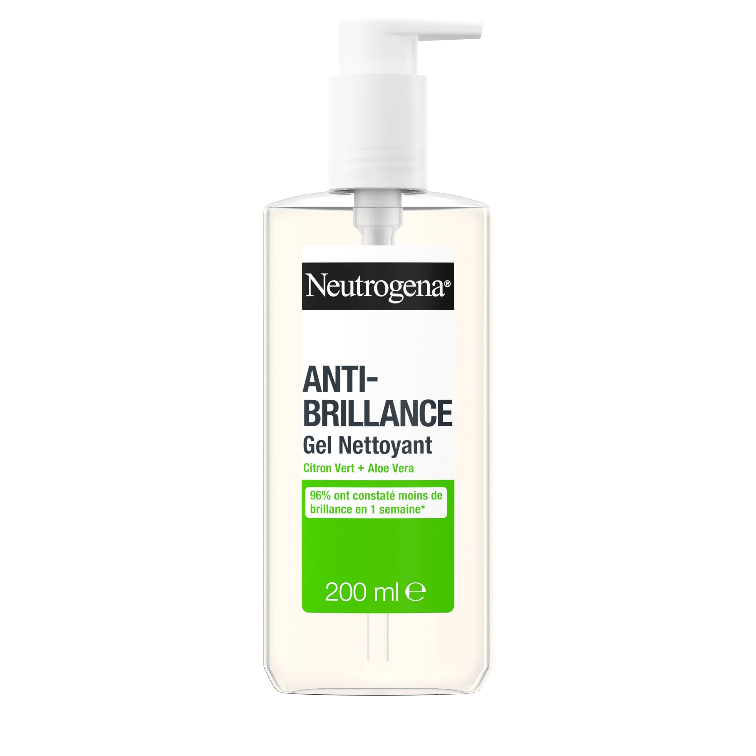 Neutrogena – Gel Nettoyant Anti-Brillance (flacon-pompe de 200 ml) – Nettoyant visage au citron vert et aloe vera (0,5%) - Image 8
