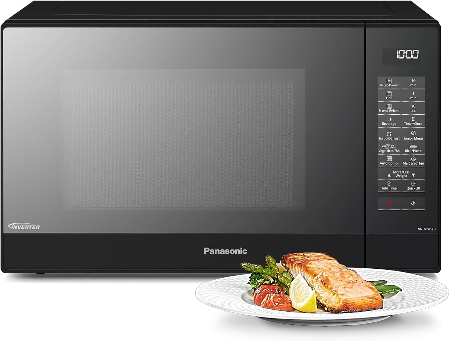 Panasonic Panasonic NN-GT46KBSUG Microwave and Grill Oven with Turntable, 31 Liters, Stainless Steel, 1000 W, Grill 1100 W, 24 Auto Programs, LCD Display, Genius Sensor, Junior Menu, Black