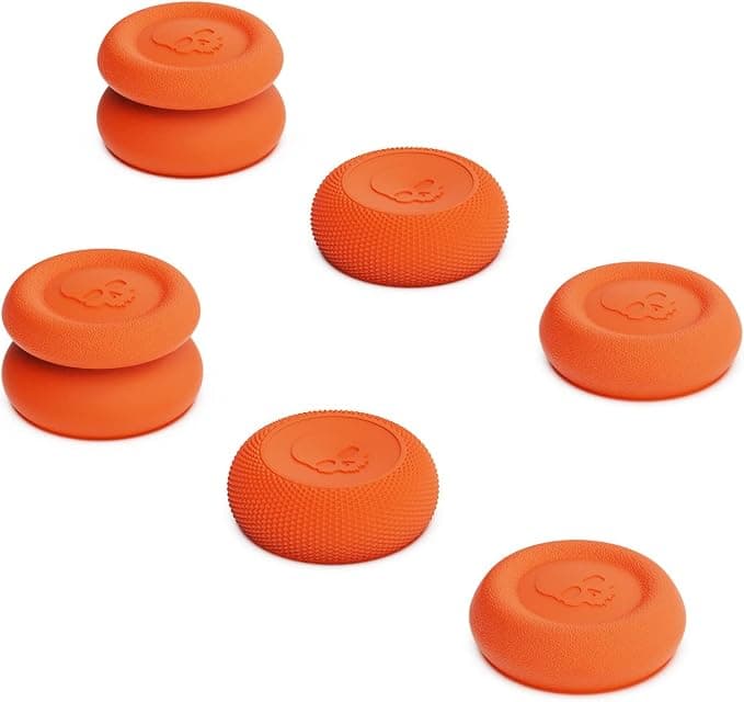 Skull & Co. Skin, CQC and FPS Thumb Grip Set Joystick Cap Analog Stick Cap for Nintendo Switch Pro Controller & PS5 / PS4 / Slim/Pro Controller – Candy Orange, 3 Pairs (6 Pieces) - Image 1