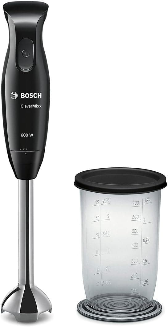 Bosch msm2610b Clevermixx Hand Blender, 600 W, Four Blades Quattroblade Knife, Stainless Steel Blender, Mix/Meßbecher, PIANO Black/Anthracite - Image 1