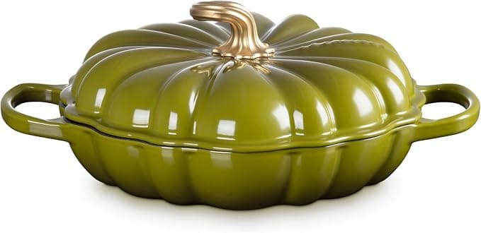 Le Creuset Enamelled Cast Iron Pumpkin Casserole Dish, 2.6 Litre, Olive - Image 1