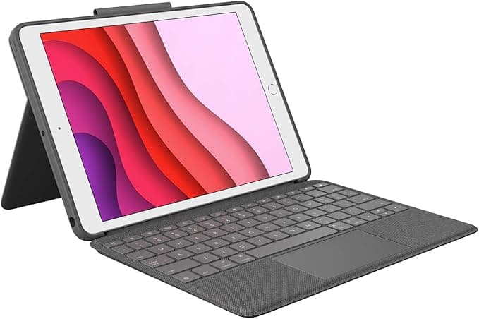 Logitech Combo Touch, iPad Keyboard (7th, 8th and 9th Generation), Case with Precision Touchpad, Backlit Laptop-Type Keyboard, Smart Connector, French AZERTY Keyboard – Black - Image 1