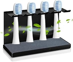 Toothbrush Holder Wall Mounted Stainless Steel Toothbrush Holder with Diatomaceous Earth for Oral-B, iO, Philips Sonicare, Holder for 4 Electric Toothbrush Heads (Black, 4pcs)