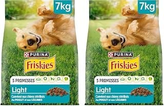 FRISKIES Croquettes Chien Light Adulte Poulet Légumes Croquettes allégées au Poulet pour Chien en surpoids 7KG (Lot de 2)