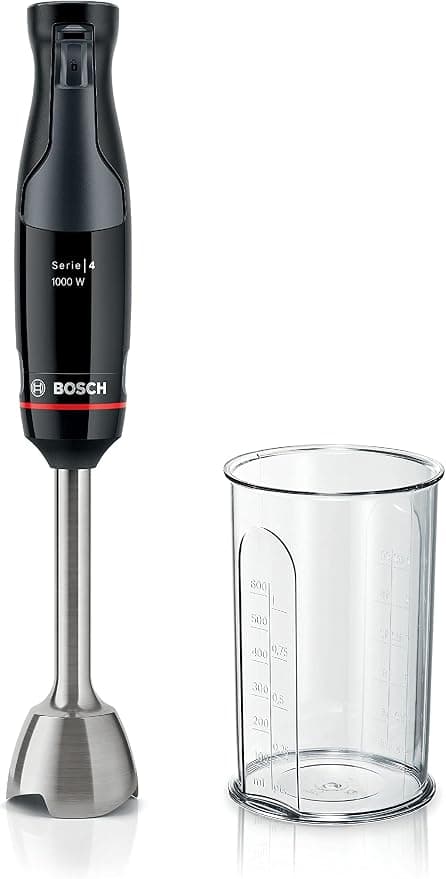 Bosch, Hand Blender, ErgoMaster Series 4, 1000 Watt Air-Cooled Motor, Dynamic Speed Control, QuattroBlade Pro Knife, Accessories Included, MSM4B610 - Image 1