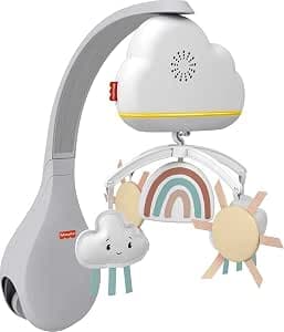 Fisher-Price - Rainbow Mobile 2-in-1 - Musical Night Light - Soothing Sounds and Melodies - Plush Hanging Elements - Gift from Birth, HBP40