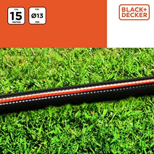 BLACK+DECKER Garden Hose 15 m – Garden Hose Diameter 13 mm – Garden Tools – Max. 6 Bar – PVC – Black/Orange - Image 5