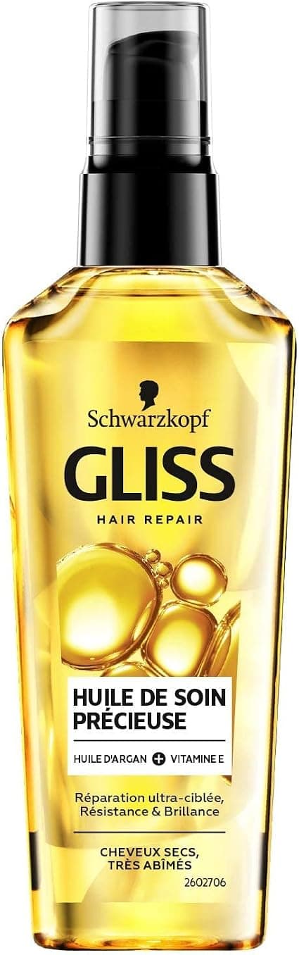 Schwarzkopf Gliss Precious Moisturizing Oil for Dry Hair, Enriched with Argan Oil and Vitamin E, 75 ml - Image 1