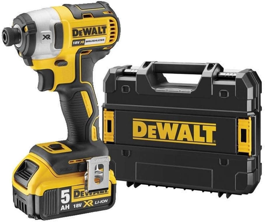 DEWALT - Visseuse à Chocs Brushless XR 18V Li-Ion 5Ah - DCF887P2-QW - Visseuse Électrique sans Fil avec Coffret TSTAK, 2 Batteries / Chargeur - 3 Vitesses (0-1000/2800/3250tr/min) - Mandrin ¼” - 400W [Classe énergétique A]