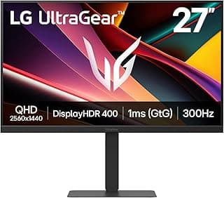 LG Ultragear 27G640A-B.AEUQ 27 Inch Gaming Monitor - IPS Panel FHD (2560 x 1440), 1ms GtG 300Hz, VESA DisplayHDR 400, DCI-P3 95%, AMD FreeSync Premium, DisplayPort 1.4, HDMI 2.1, Tilt
