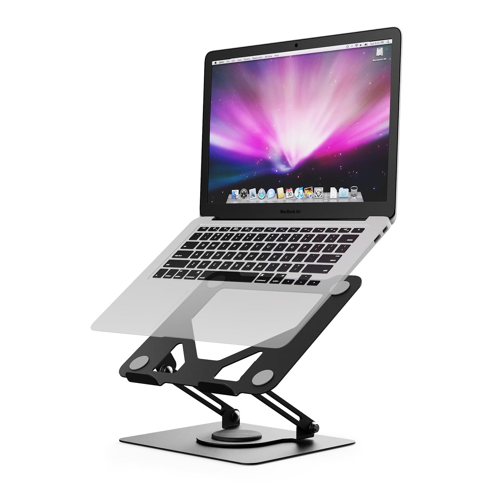 GRIFEMA GB1050 Ergonomic 360° Rotatable Laptop Stand - Adjustable Height Folding Ventilated Laptop Stand Compatible with MacBook Air/Pro, Dell, and Laptops 11-17 Inches – Black