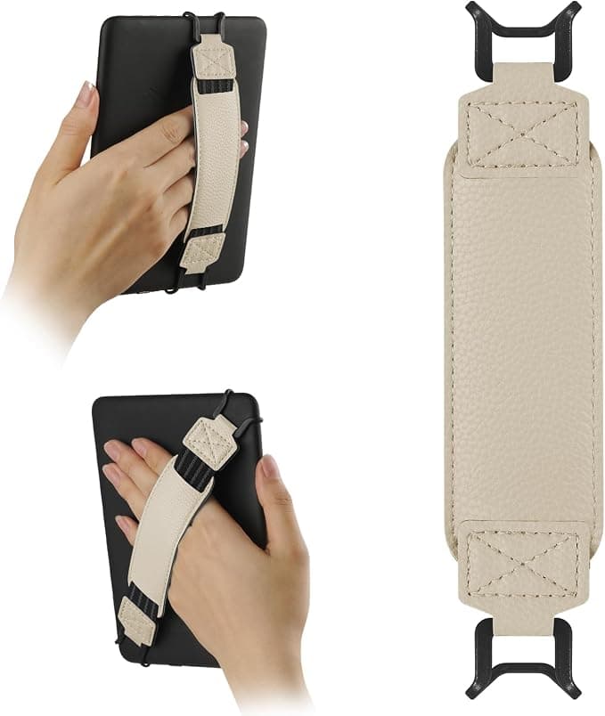 HoYiXi Universal Soft Hand Strap for 6-7 Inch eReader Tablet Compatible with Kindle/Kobo/Pocketbook/Tolino/Sony/Paperwhite/Nook, for 6 Inches, 6.8 Inches, 7 Inches with Strap High Elasticity, White - Image 1