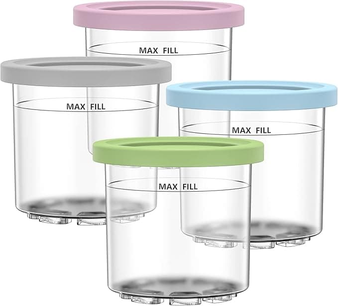GoMaihe 4 PCS Ice Cream Containers For Ninja Creami Ice Cream Maker: Accessories For Ice Machines For NC301 NC300 NC299AMZ Series - BPA Free - Dishwasher Safe