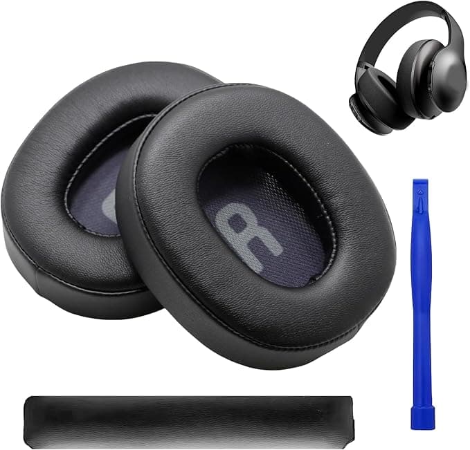 1 Pair Headphone Earpads and 1 Headband for JBL Tune 700(700BT)/710(710BT)/720(720BT)/750(750BT,750BTNC), 760(760NC), with Phonic Insulation Foam (Black) - Image 1