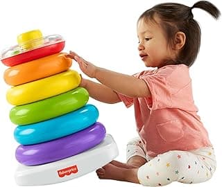 Giant Rainbow Pyramid, 35 cm Baby Stacking Toy with 6 Coloured Rings, GJW15, 12+ Months