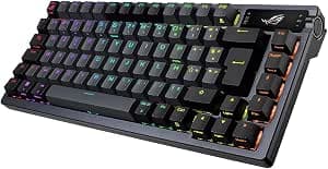 ASUS ROG Azoth Mechanical Gaming Keyboard with Tri-Mode Connection, OLED Display, Gasket Mount, Pre-Lubricated ROG NX Red Switches and Keyboard Stabilizers, Hot Swap, AZERTY