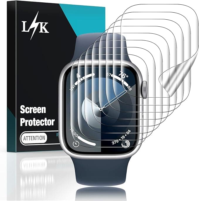 8-Piece Screen Protector for Apple Watch Series 9/8/7 45 mm Bubble-Free High Definition High Quality Transparent Soft TPU Film Protection for iWatch 45 mm S9
