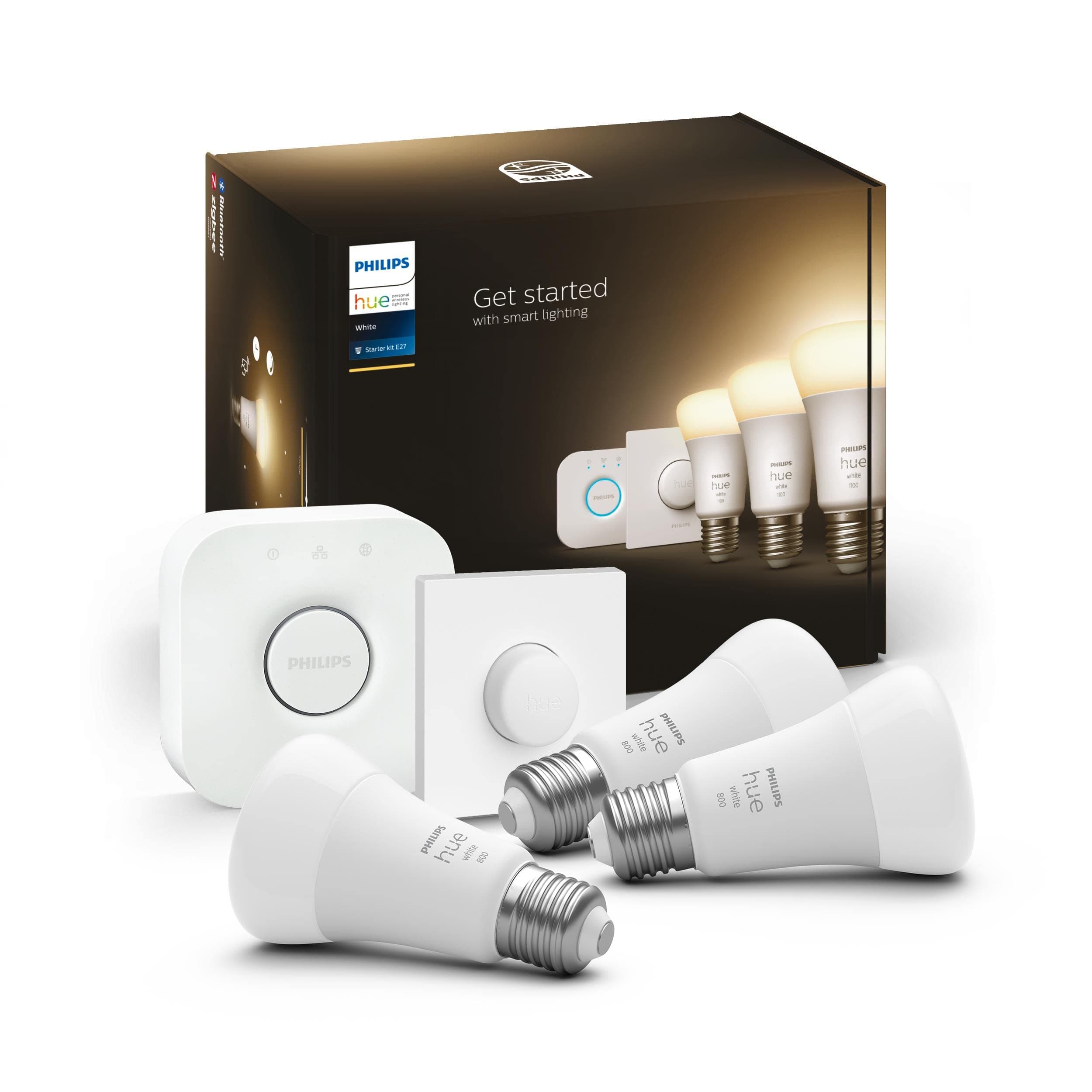 Philips Hue Kit de démarrage White : 3 Ampoules LED Intelligentes et connectées E27, Pont de Connexion, Bouton Smart Hue, Compatible Bluetooth, Alexa, Google Assistant, Apple HomeKit - Image 3