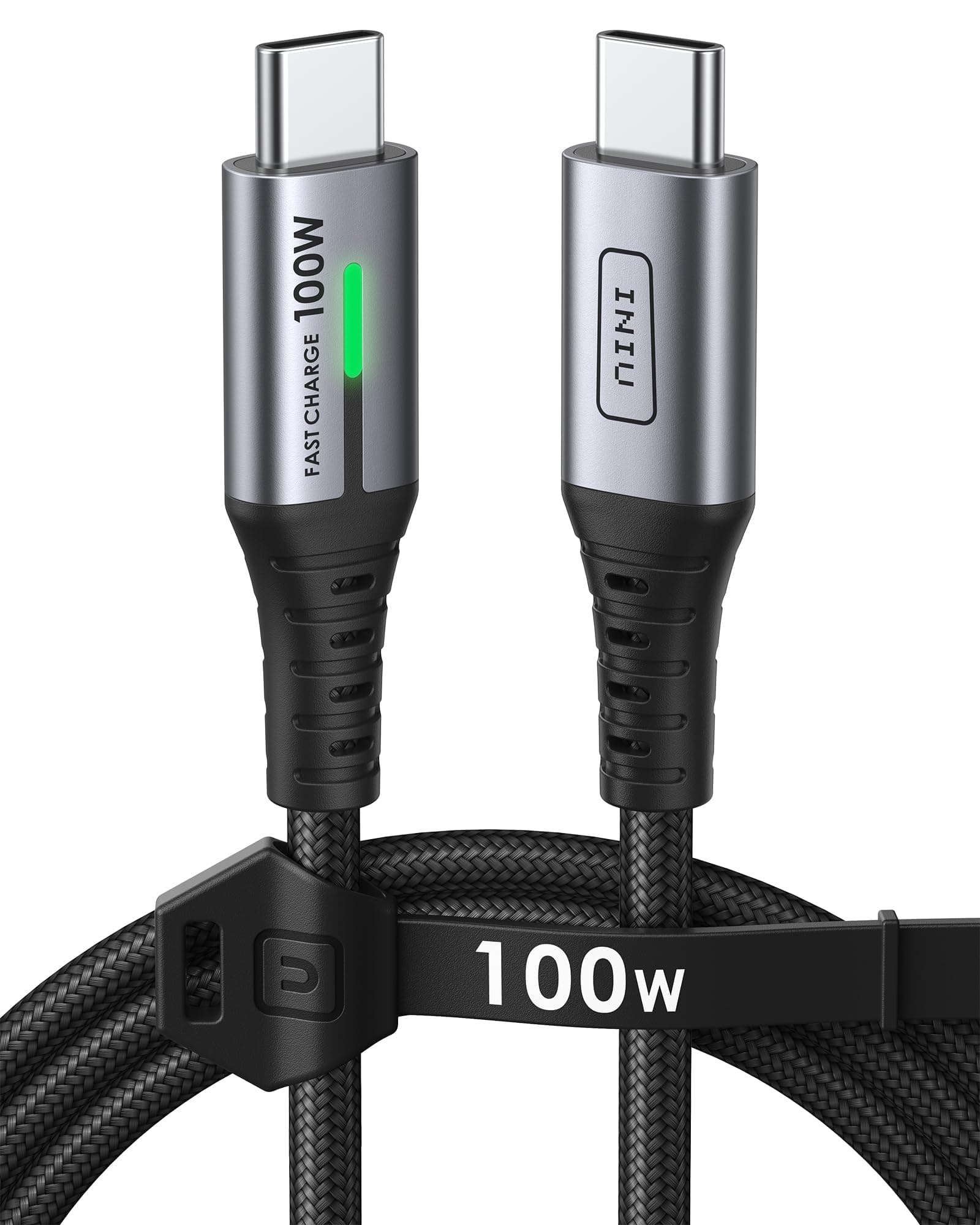 INIU USB C Cable, 1m 100W PD 5A USB C Cable Quick Charge QC 4.0 Charger Type C Nylon Braided for iPhone 16 15 Samsung S23 Ultra iPad Air MacBook Pro Google Pixel 7 Xiaomi Switch PS5 etc.