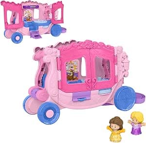 Fisher-Price Little People JCW72 Disney Princesses Musical Push-on Carriage with Figurines for Imitation Play, for Children from 18 Months