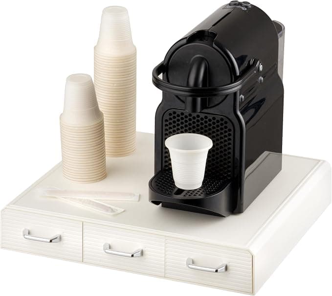 Baroni Home Professional Nespresso Coffee Capsule Holder with 3 Drawers, Capsule Holder with Division into Compartments, Capacity 48 Capsules, Organizer for Cafeteria with Drawer, 30 x 33 x 5 cm, White - Image 1