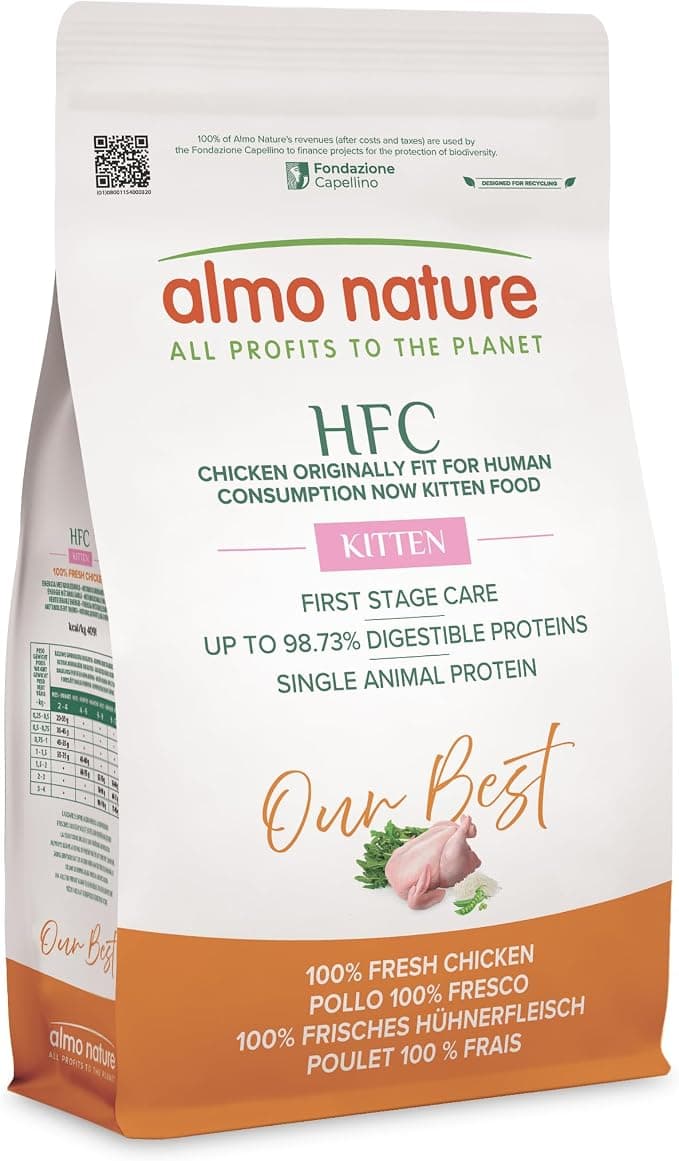 Almo Nature HFC Our Best Kitten - Fresh Chicken - HFC Quality, Gluten Free, Monoprotein - For Balanced Growth - Complete Dry Food - 1.2kg - Image 1