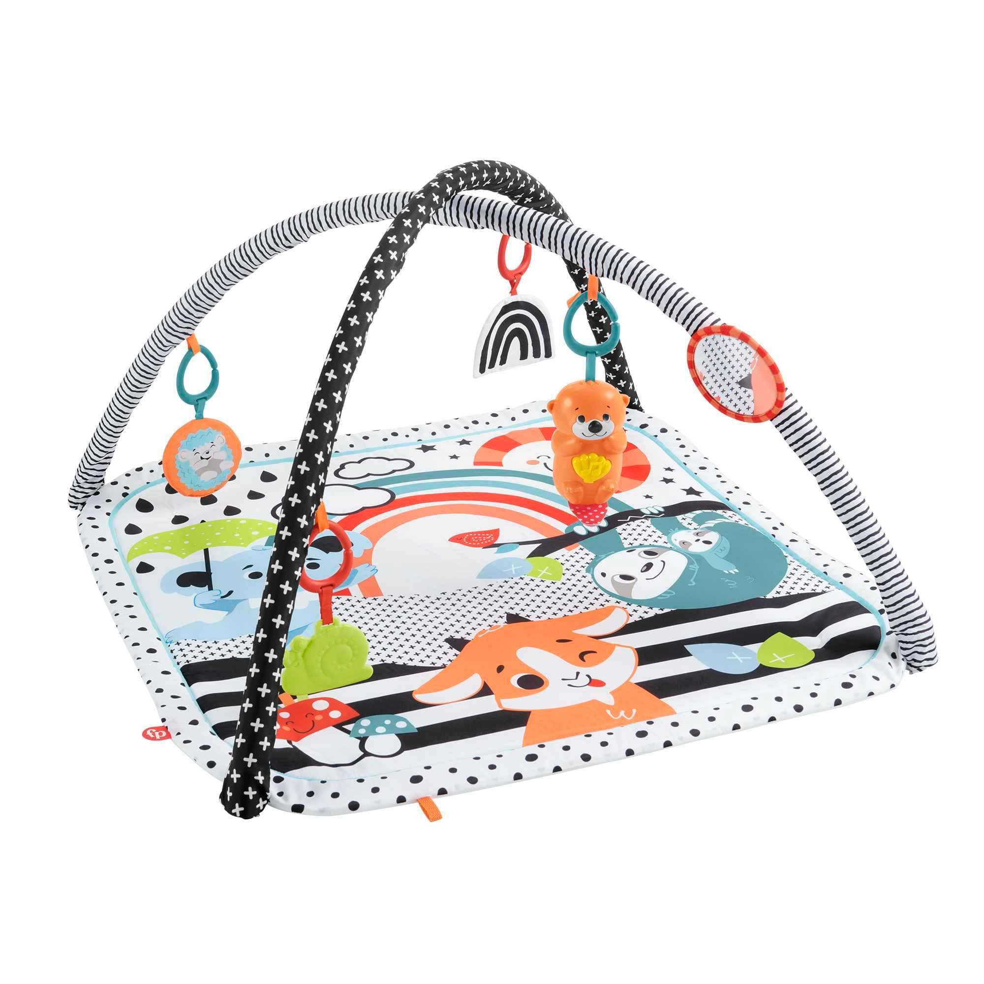 Fisher-Price My Sensory Mat 3-in-1, Belly Flat Play Mat, Sound and Light, with 5 Removable Toys, from Birth, HBP41