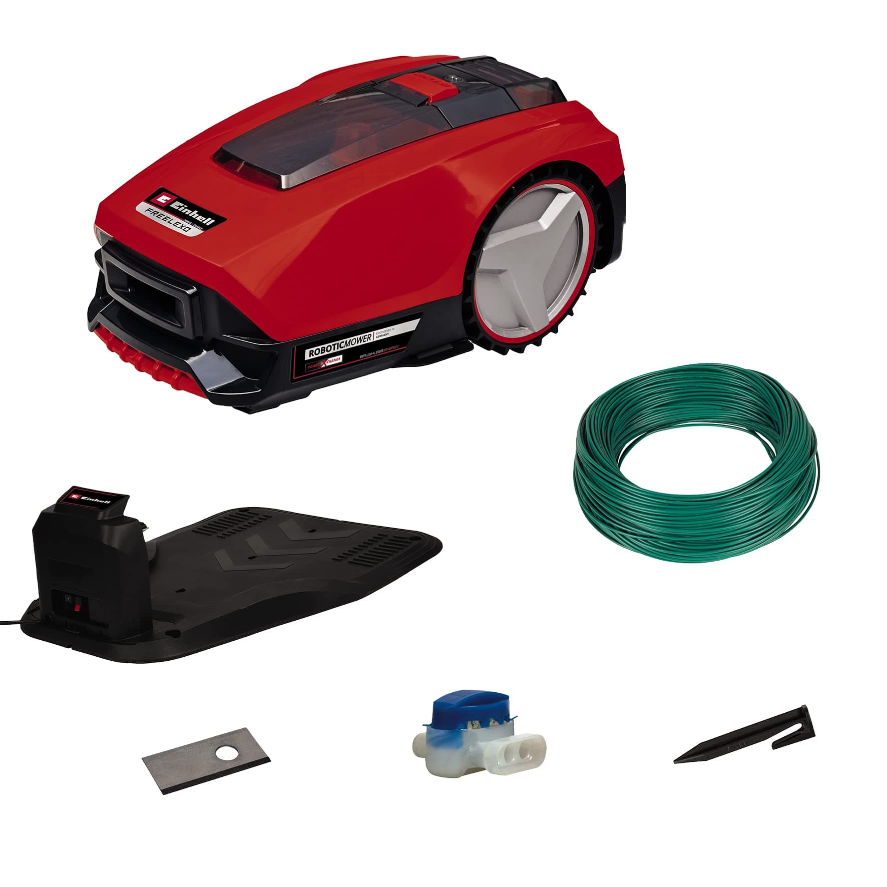 Einhell FREELEXO 300 Solo Power X-Change Robot Lawnmower (Li-ION, 18 V, 300 m², Second modus de Zone, Sold with installation material, but without battery)
