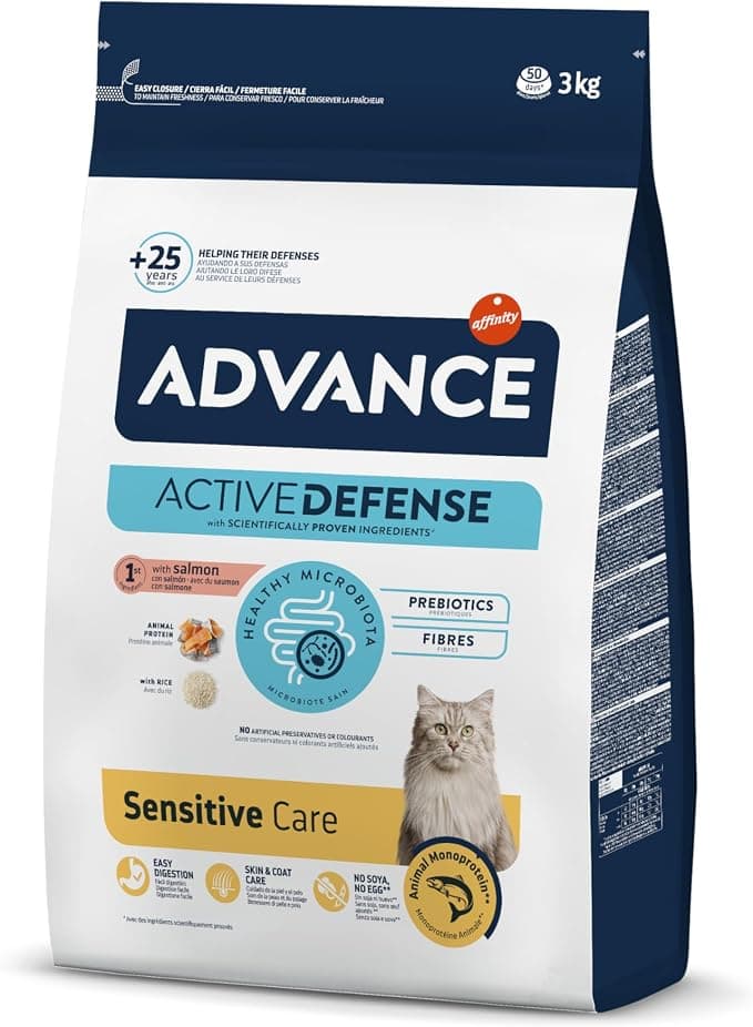 Advance Cat Adult Sensitive - Dry Food for Adult Cats with Digestive Sensitivities to Salmon - 3 kg - Image 1