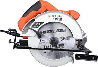 CS1500 1500W 7''/185mm Electric Wire Wood Circular Saw with 2X 36T TCT Blades for Home and DIY, 1 Year Warranty, Orange & Black